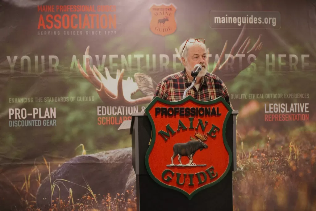 speaker stands at maine professional guides podium